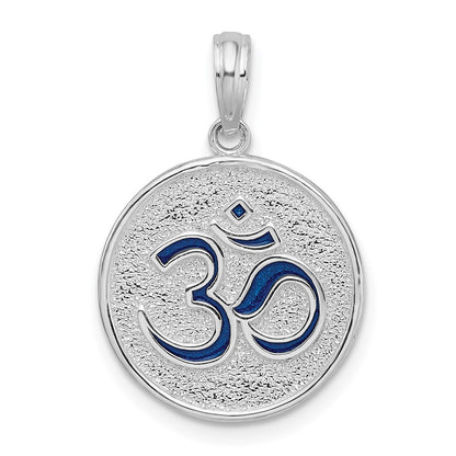 Sterling Silver De-Ani Rhodium-Plated Reversible Enameled Ohm Lotus Pendant