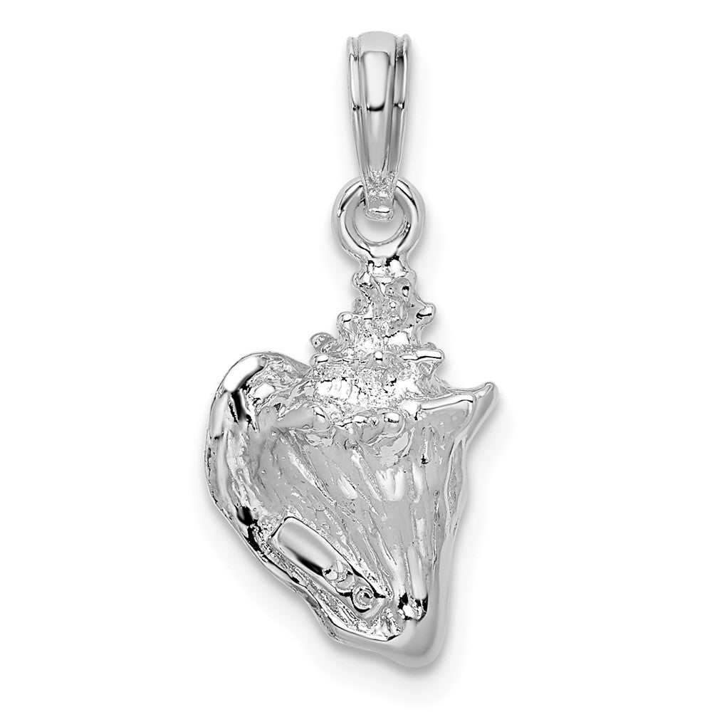 Sterling Silver De-Ani Rhodium-Plated Polished Enameled Small Conch Shell Pendant