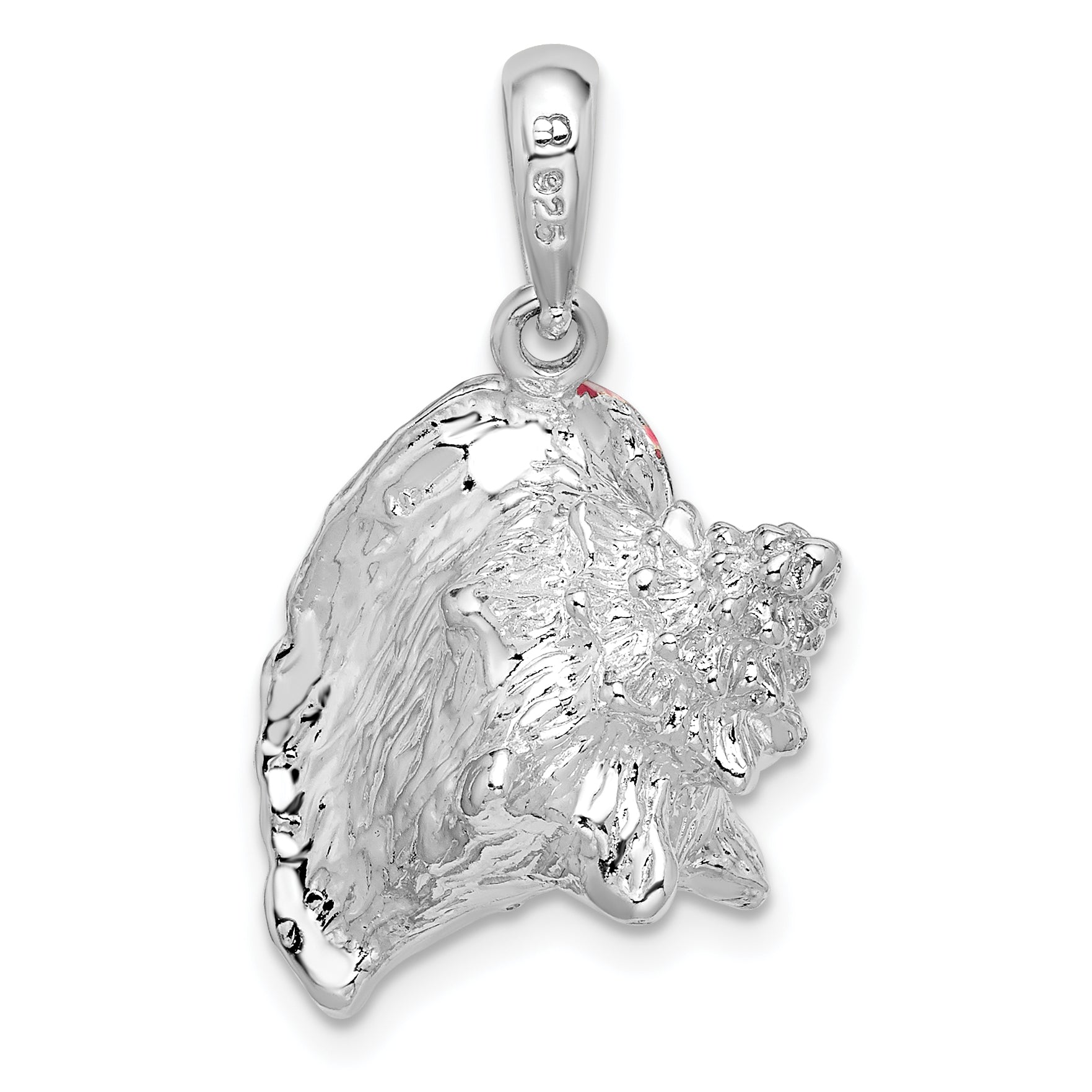Sterling Silver De-Ani Rhodium-Plated Enameled Large Conch Shell Pendant
