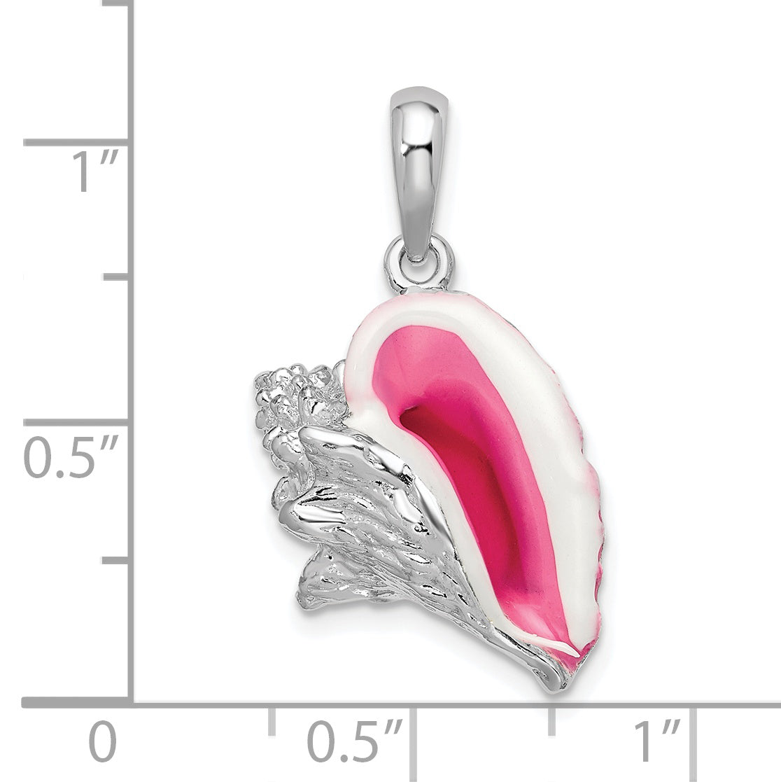 Sterling Silver De-Ani Rhodium-Plated Enameled Large Conch Shell Pendant