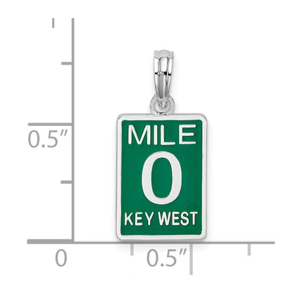 Sterling Silver De-Ani Rhodium-Plated Enameled Small Key West Mile 0 Pendant
