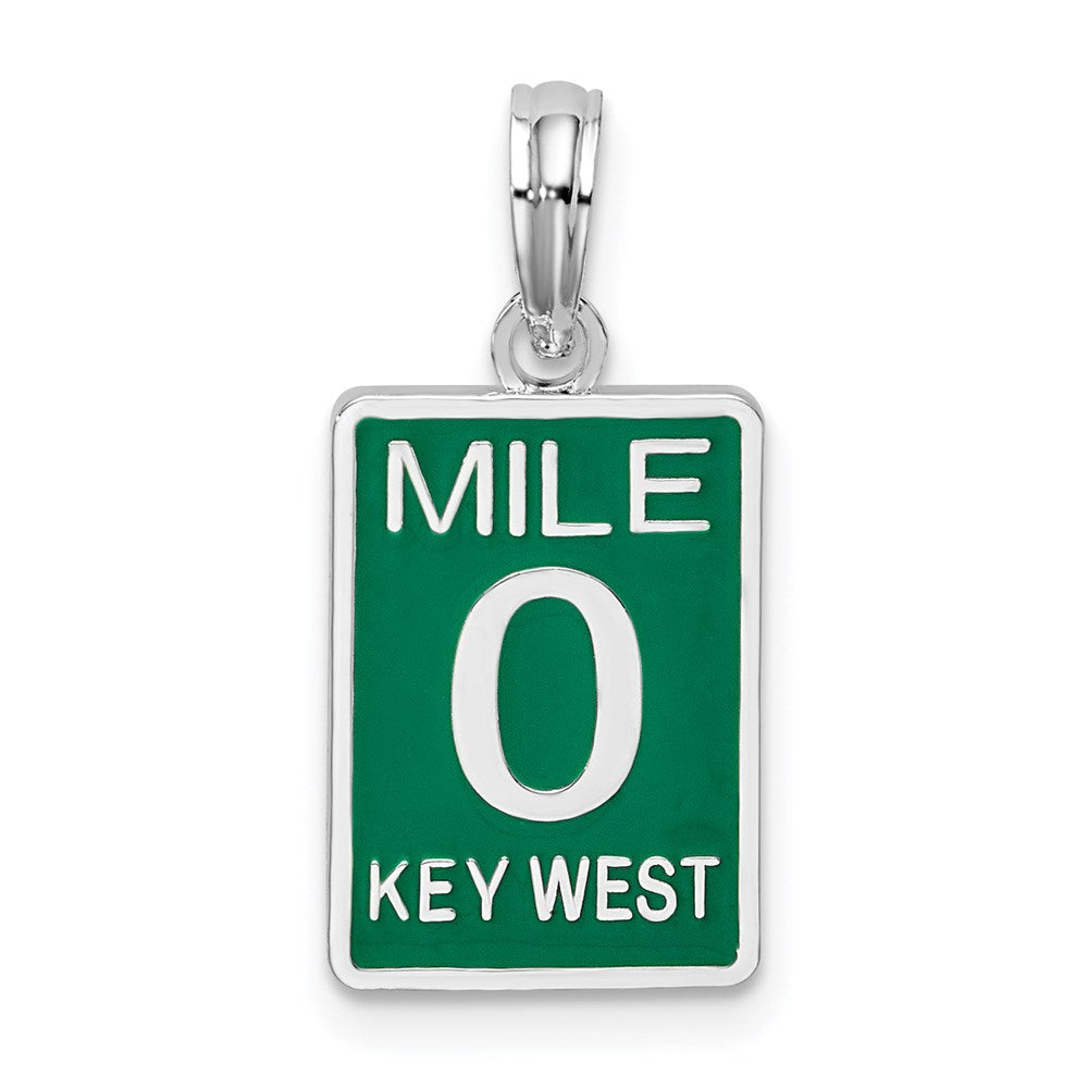 Sterling Silver De-Ani Rhodium-Plated Enameled Small Key West Mile 0 Pendant