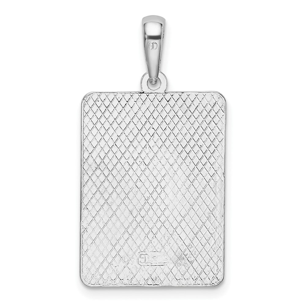 Sterling Silver De-Ani Rhodium-Plated Enameled Large Key West Mile 0 Pendant