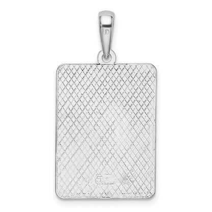 Sterling Silver De-Ani Rhodium-Plated Enameled Large Key West Mile 0 Pendant