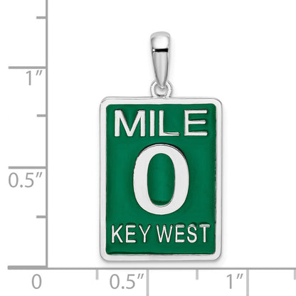 Sterling Silver De-Ani Rhodium-Plated Enameled Large Key West Mile 0 Pendant