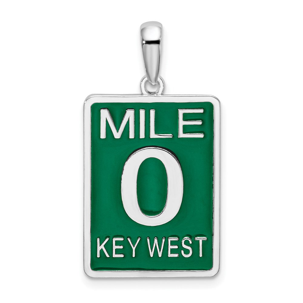 Sterling Silver De-Ani Rhodium-Plated Enameled Large Key West Mile 0 Pendant