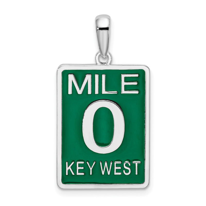 Sterling Silver De-Ani Rhodium-Plated Enameled Large Key West Mile 0 Pendant