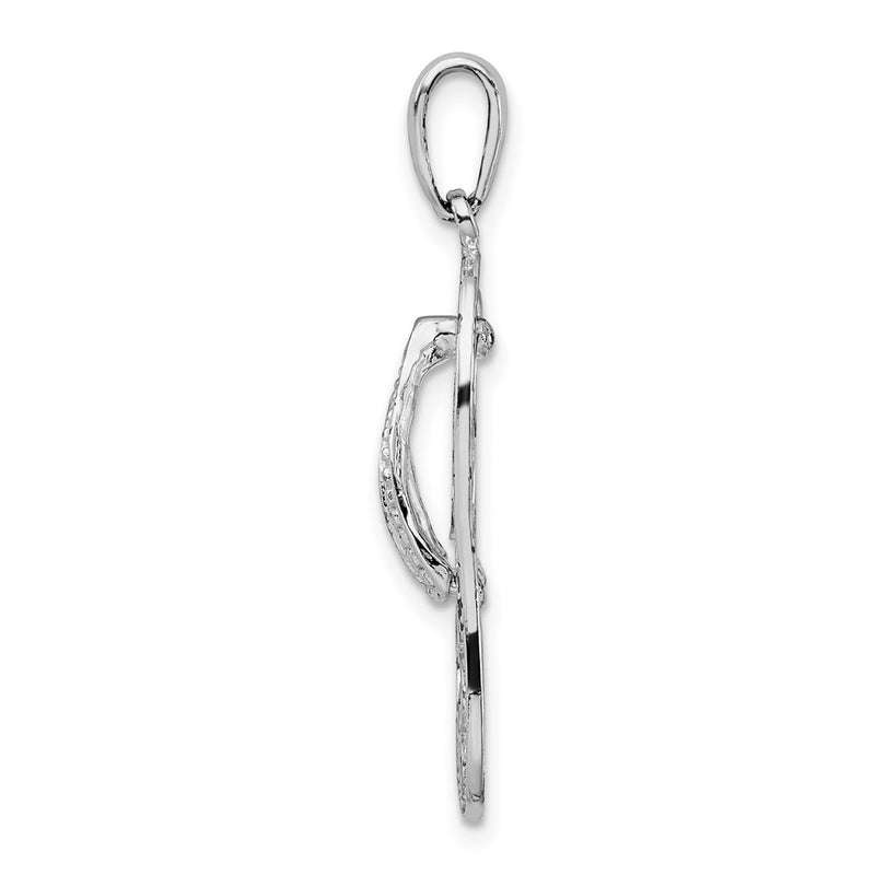 Sterling Silver De-Ani Rhodium-Plated Enameled Love Flip-Flop Pendant