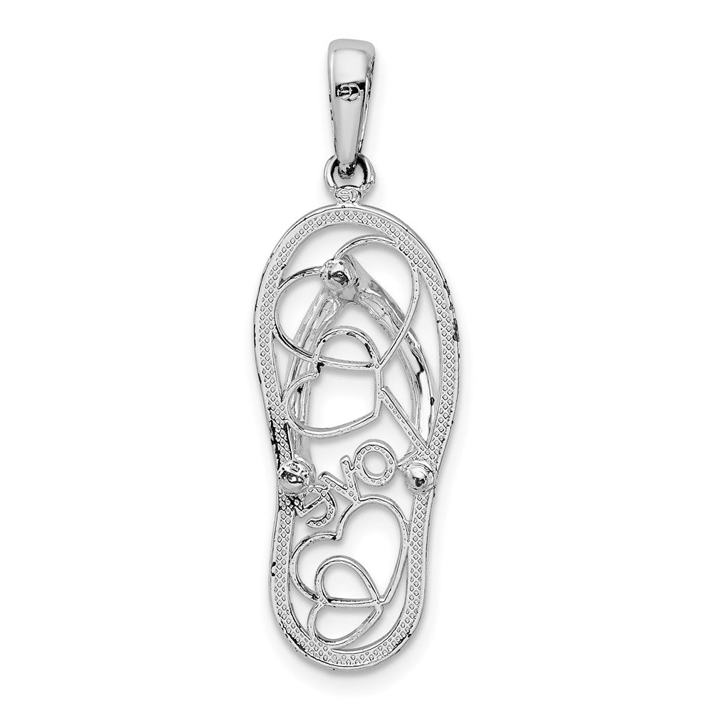 Sterling Silver De-Ani Rhodium-Plated Enameled Love Flip-Flop Pendant