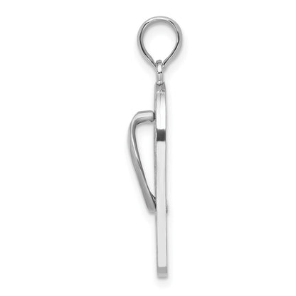 Sterling Silver De-Ani Rhodium-Plated 3D Enameled Beach Scene Flip-Flop Pendant