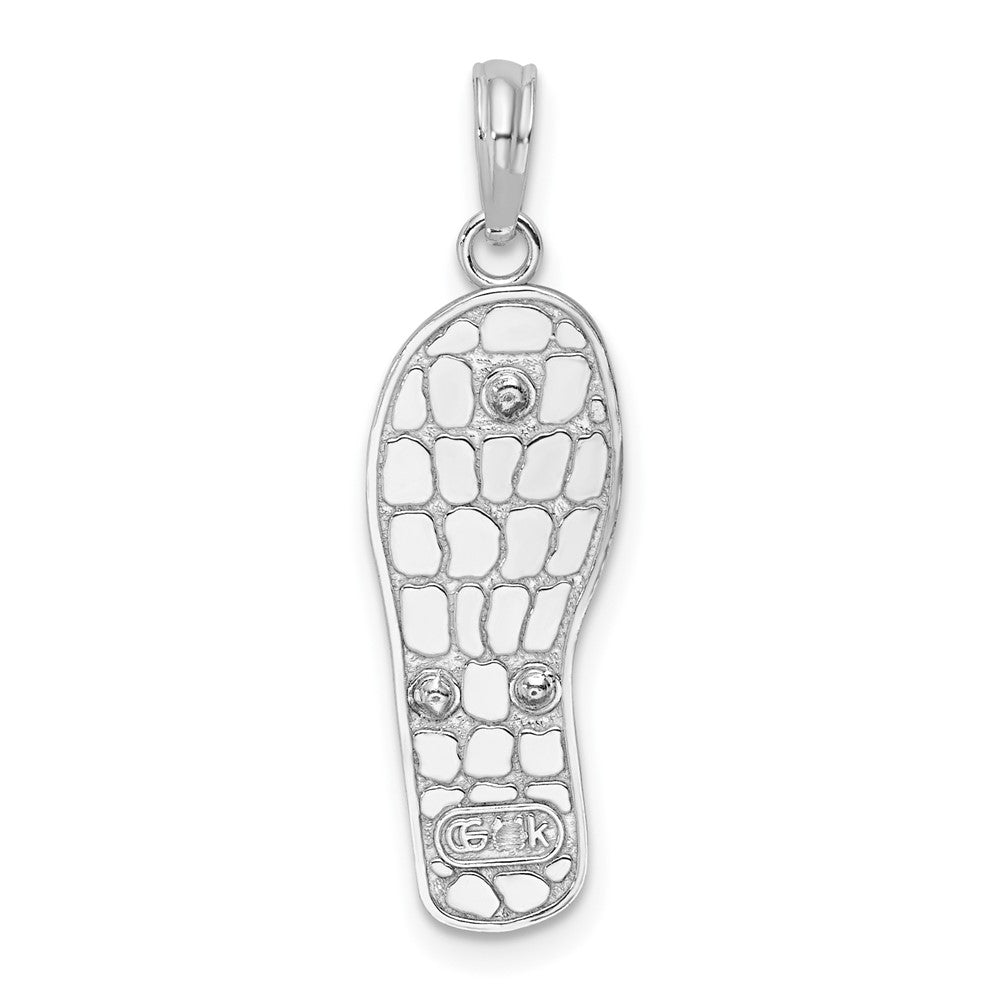 Sterling Silver De-Ani Rhodium-Plated 3D Enameled Beach Scene Flip-Flop Pendant