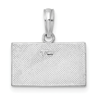 Sterling Silver De-Ani Rhodium-Plated Polished Enameled Dive Flag Pendant