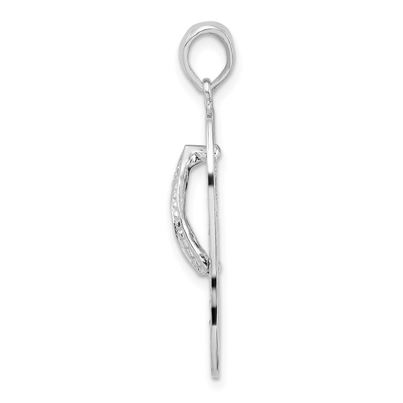 Sterling Silver De-Ani Rhodium-Plated Enameled Beach Scene Flip-Flop Pendant