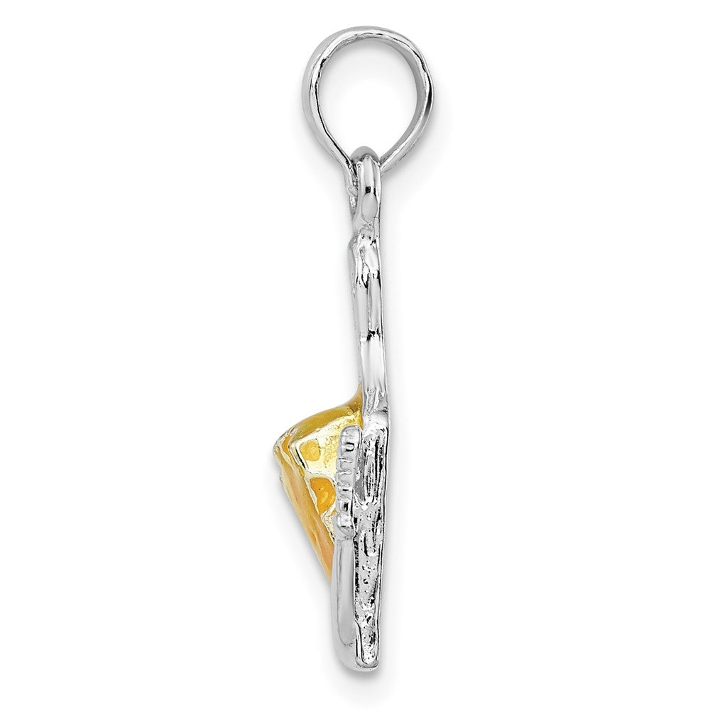 Sterling Silver De-Ani Rhodium-Plated Enameled Cheese Board With Knife Pendant