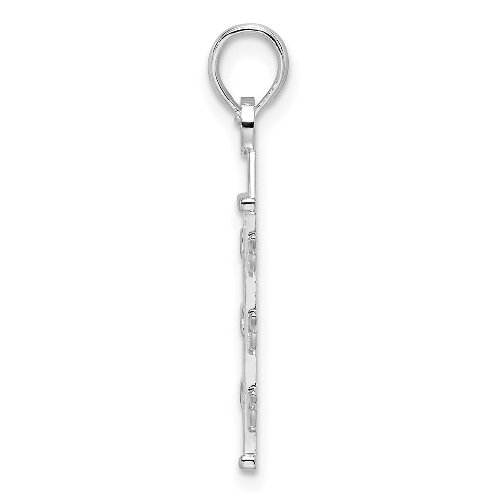 Sterling Silver De-Ani Rhodium-Plated Polished Enameled Traffic Light Pendant