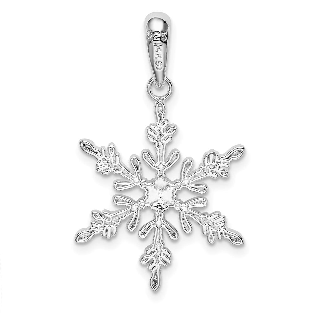 Silver/14K Two-Tone De-Ani Sterling Silver Rhodium-Plated Lacey Snowflake With 14K Center Pendant