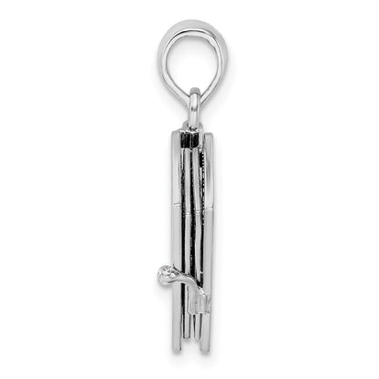 Silver/14K Two-Tone De-Ani Sterling Silver Rhodium-Plated 3D Lords Prayer Holy Bible With 14K Pendant