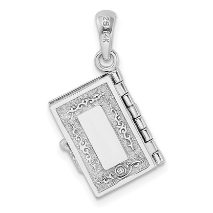 Silver/14K Two-Tone De-Ani Sterling Silver Rhodium-Plated 3D Lords Prayer Holy Bible With 14K Pendant