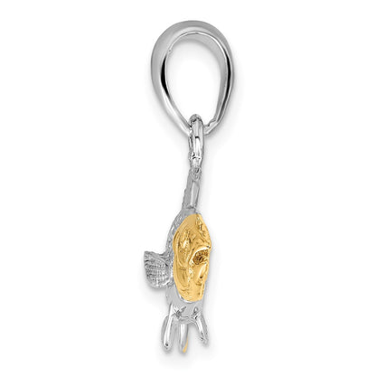 Silver/14K Two-Tone Sterling Silver Textured Redfish W/14K Accents Pendant