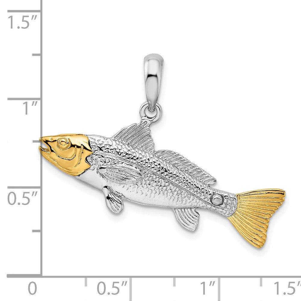 Silver/14K Two-Tone Sterling Silver Textured Redfish W/14K Accents Pendant