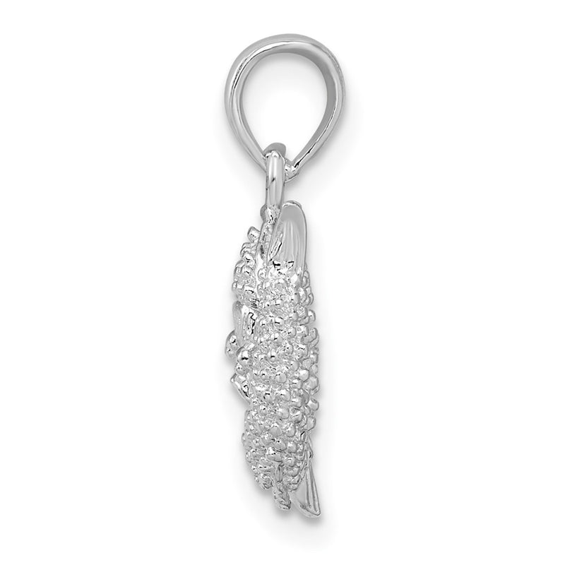 Sterling Silver De-Ani Rhodium-Plated Polished 3D Pisces Zodiac Pendant