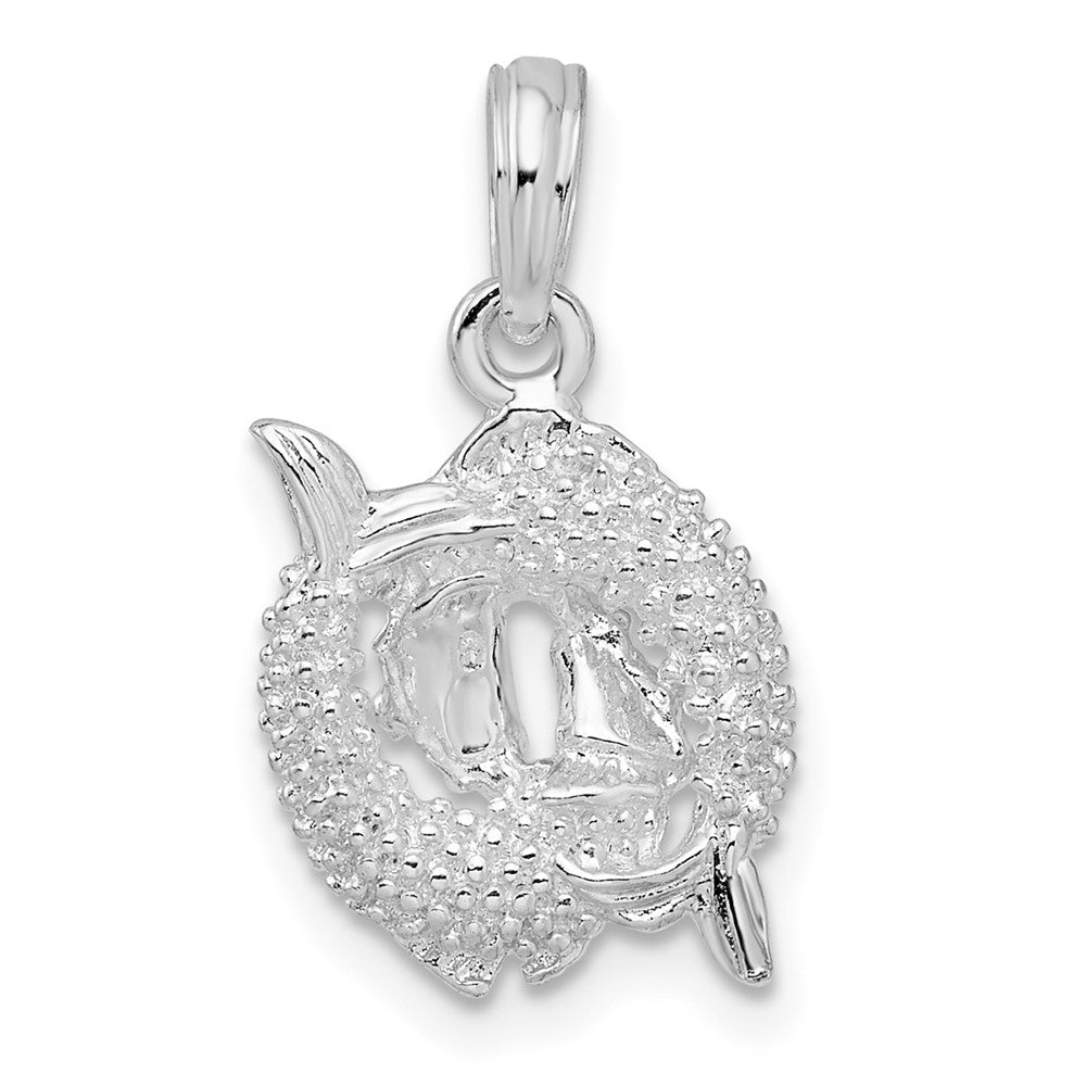 Sterling Silver De-Ani Rhodium-Plated Polished 3D Pisces Zodiac Pendant