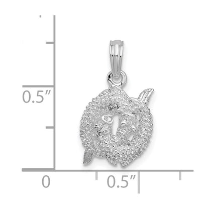 Sterling Silver De-Ani Rhodium-Plated Polished 3D Pisces Zodiac Pendant