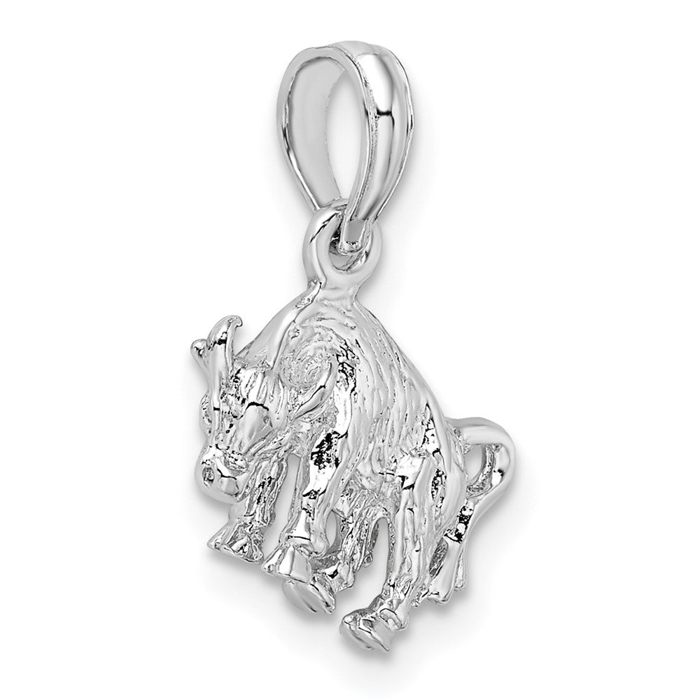 Sterling Silver De-Ani Rhodium-Plated Polished 3D Taurus Zodiac Pendant