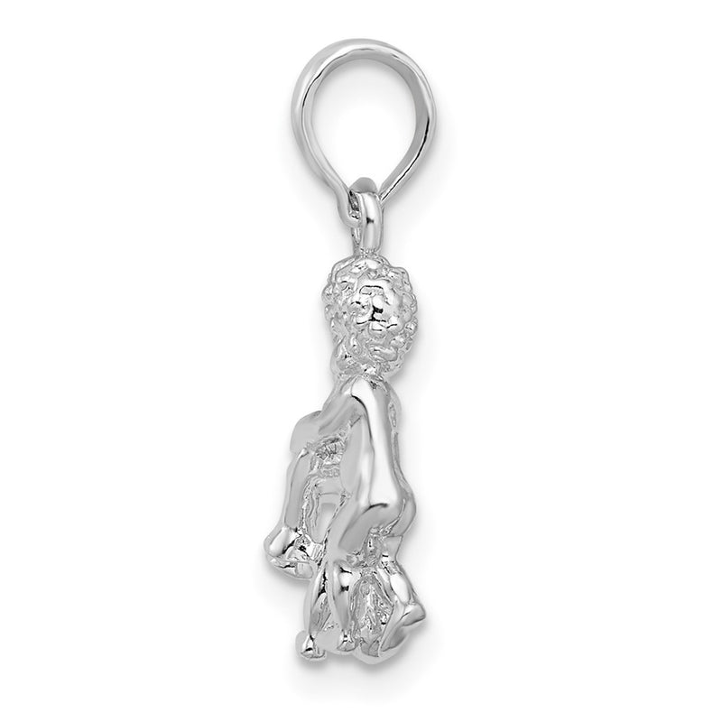 Sterling Silver De-Ani Rhodium-Plated Polished 3D Gemini Zodiac Pendant