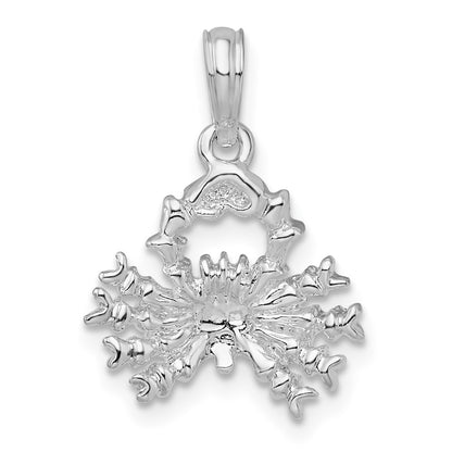 Sterling Silver De-Ani Rhodium-Plated Polished 3D Cancer Zodiac Pendant