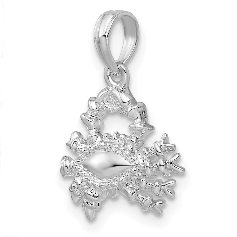 Sterling Silver De-Ani Rhodium-Plated Polished 3D Cancer Zodiac Pendant