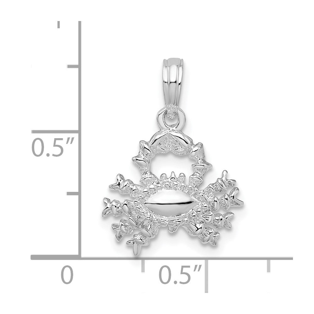 Sterling Silver De-Ani Rhodium-Plated Polished 3D Cancer Zodiac Pendant