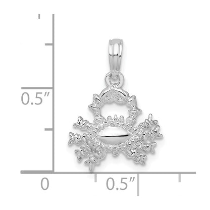 Sterling Silver De-Ani Rhodium-Plated Polished 3D Cancer Zodiac Pendant