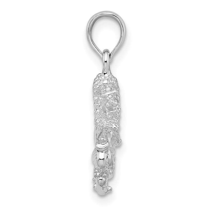 Sterling Silver De-Ani Rhodium-Plated Polished 3D Leo Zodiac Pendant