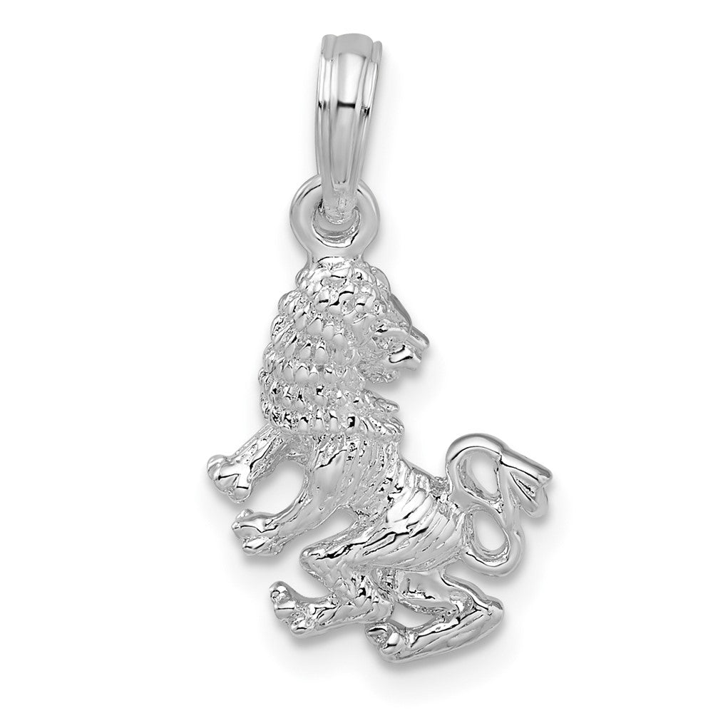 Sterling Silver De-Ani Rhodium-Plated Polished 3D Leo Zodiac Pendant
