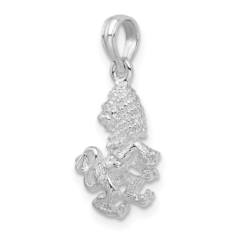 Sterling Silver De-Ani Rhodium-Plated Polished 3D Leo Zodiac Pendant