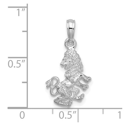 Sterling Silver De-Ani Rhodium-Plated Polished 3D Leo Zodiac Pendant