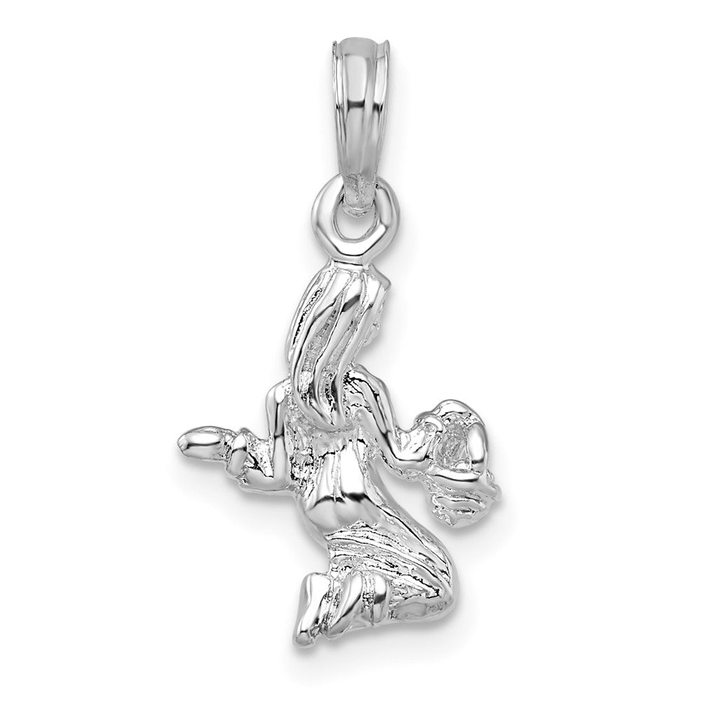 Sterling Silver De-Ani Rhodium-Plated Polished 3D Virgo Zodiac Pendant
