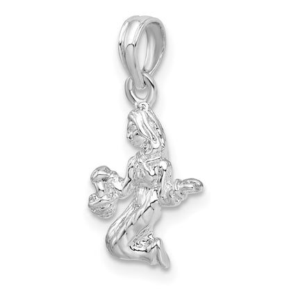 Sterling Silver De-Ani Rhodium-Plated Polished 3D Virgo Zodiac Pendant