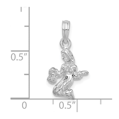 Sterling Silver De-Ani Rhodium-Plated Polished 3D Virgo Zodiac Pendant