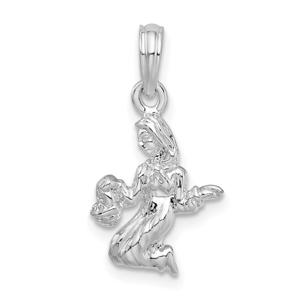 Sterling Silver De-Ani Rhodium-Plated Polished 3D Virgo Zodiac Pendant