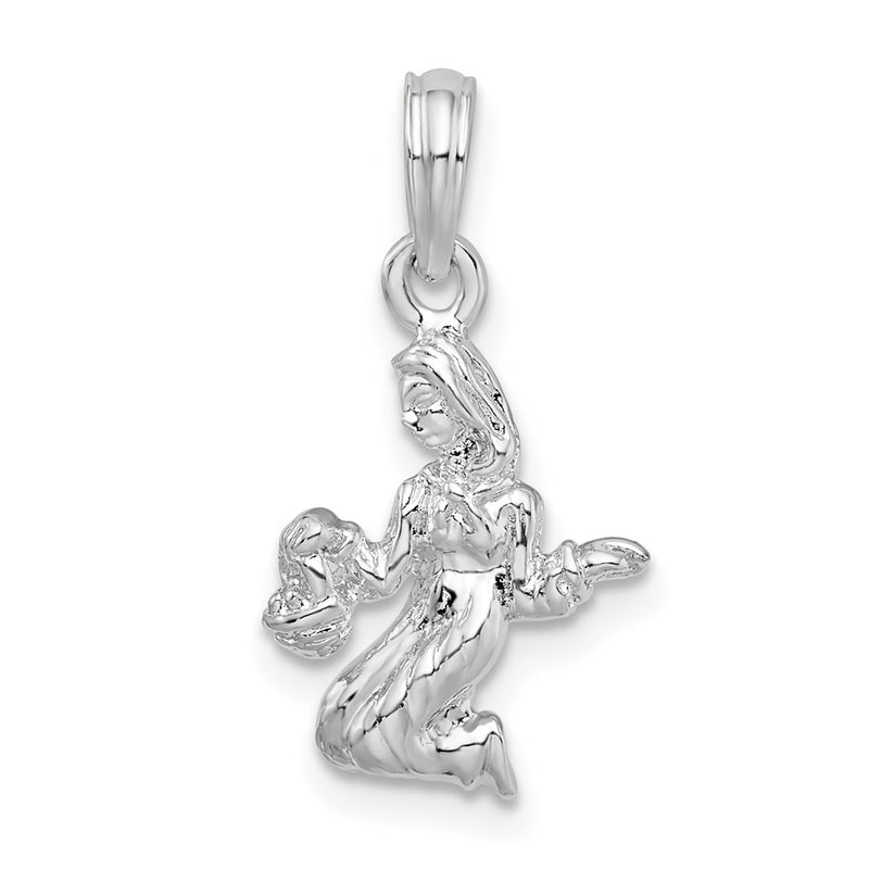 Sterling Silver De-Ani Rhodium-Plated Polished 3D Virgo Zodiac Pendant