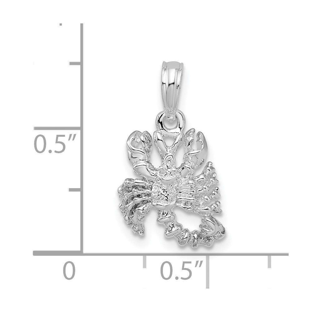 Sterling Silver De-Ani Rhodium-Plated Polished 3D Scorpio Zodiac Pendant