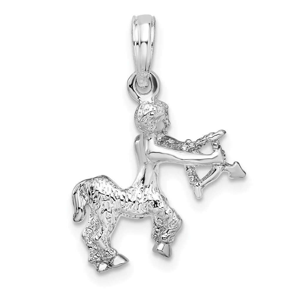 Sterling Silver De-Ani Rhodium-Plated Polished 3D Sagittarius Zodiac Pendant