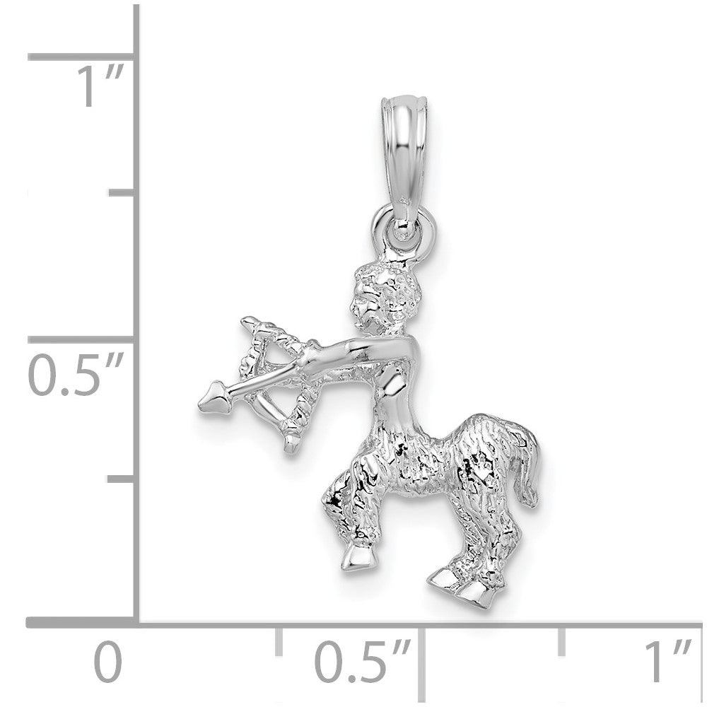 Sterling Silver De-Ani Rhodium-Plated Polished 3D Sagittarius Zodiac Pendant
