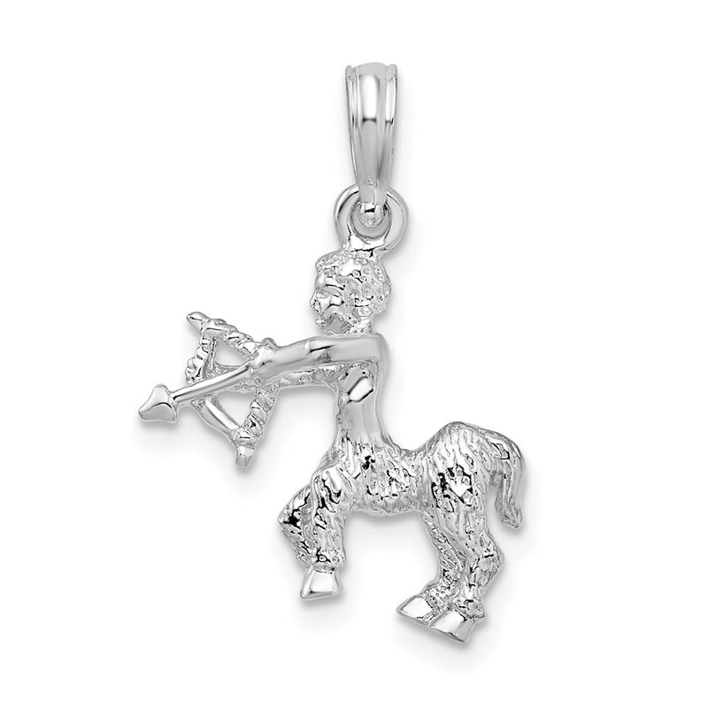 Sterling Silver De-Ani Rhodium-Plated Polished 3D Sagittarius Zodiac Pendant