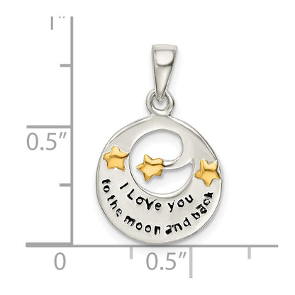 Sterling Silver Flash Gold Plated Love You To The Moon Pendant