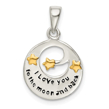 Sterling Silver Flash Gold Plated Love You To The Moon Pendant