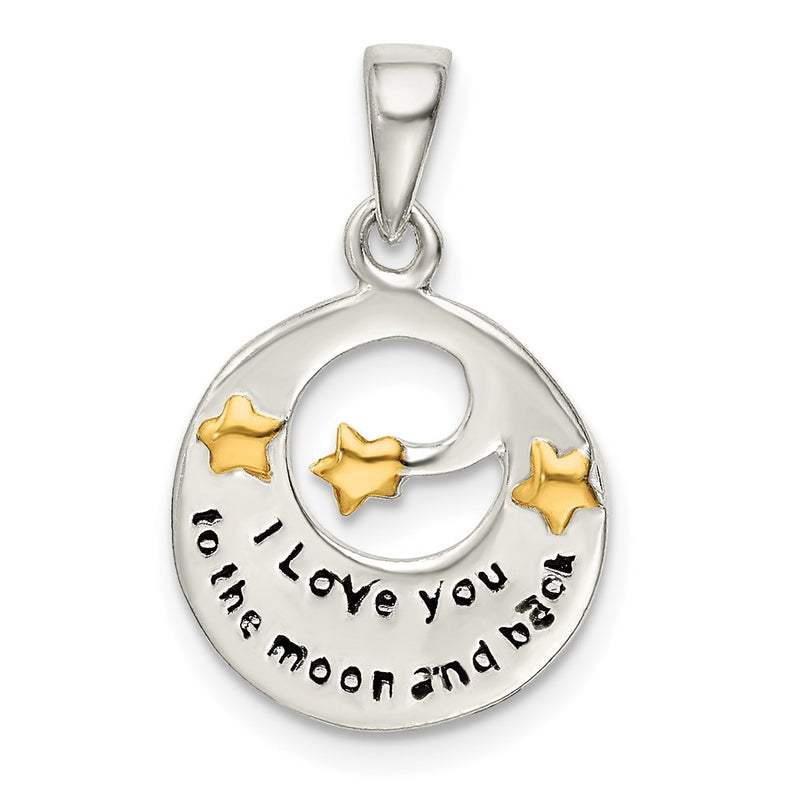 Sterling Silver Flash Gold Plated Love You To The Moon Pendant