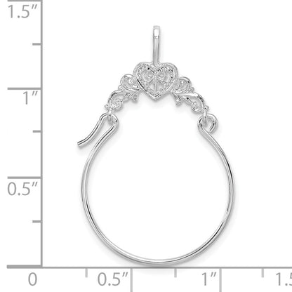 Sterling Silver De-Ani Rhodium-Plated Polished Heart With Scroll Charm Holder